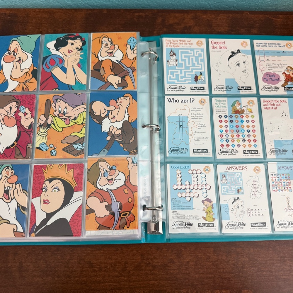 1993 - 94 Skybox Disney Snow White Seven Dwarfs Album plus 325+Trading Cards
